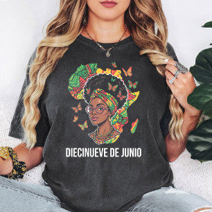 Camiseta Juneteenth Mulher Africana Borboletas
