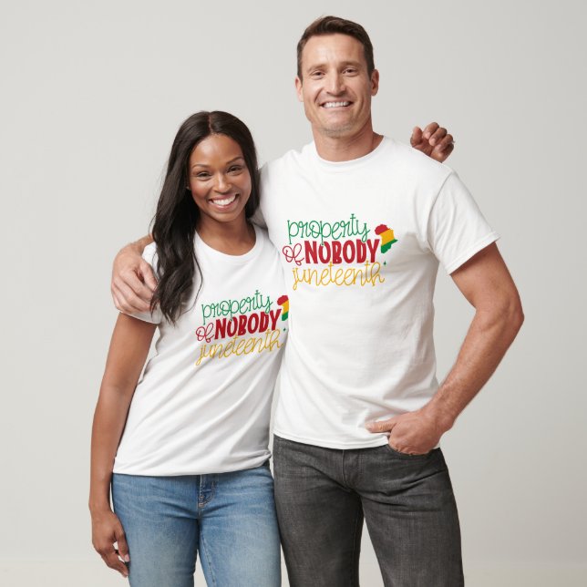 Camiseta Juneteenth Propriedade de Ninguém - História Negra (Unissex)
