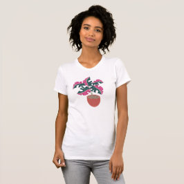 Camiseta Jungle e Folhas Rosa de Monstera Tropical