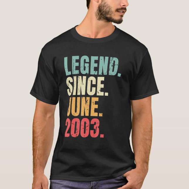 Camiseta Junho Aniversário De 2003 Legenda Desde 2003 Retro (Frente)