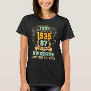 Camiseta Junho De 1935 87 Anos De Espanto 87.º Aniversário