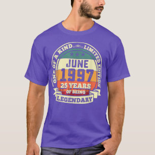 Camiseta Junho De 1997 25 Aniversário Presente 25 Anos De P