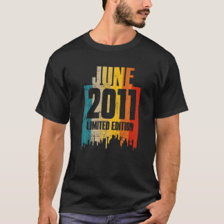 Camiseta Junho De 2011 Vintagem De Aniversário De 11 Anos