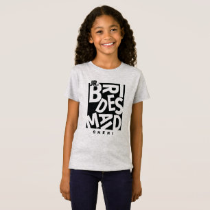 Camiseta Junior Bridesmaid em tipografia negra, casamento