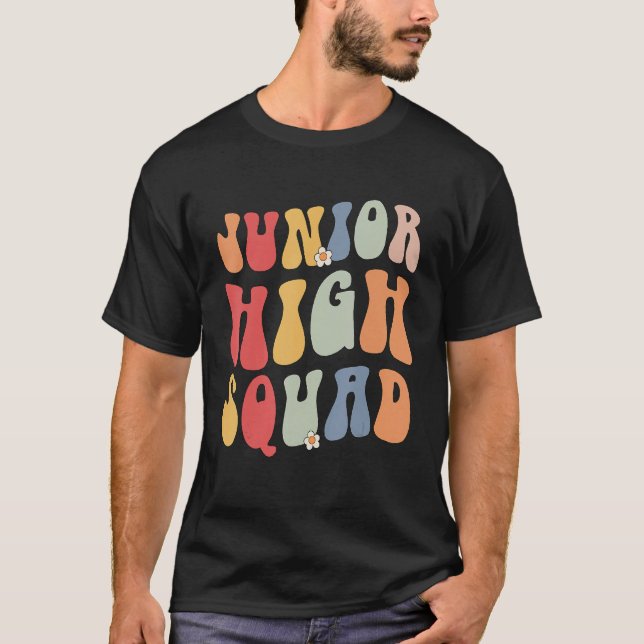 Camiseta Junior High Squad Teacher Rainbow Back To School (Frente)