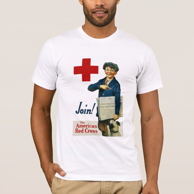 Camiseta Junte-se à cruz vermelha americana (Frente)