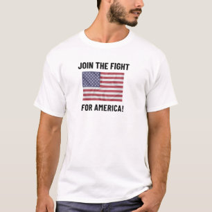 Camiseta JUNTE-SE À LUTA PELA AMÉRICA! Bandeira americana.