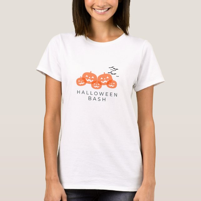 Camiseta Junte-se a nós para uma Bash de Halloween Spooktac (Frente)
