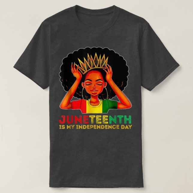 Camiseta Juntee De Junho É Minha Menina Negra Do Dia Da Ind (Frente do Design)