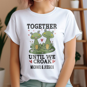 Camiseta Juntos Até Coaxarmos Casal de Sapos Retro Personal