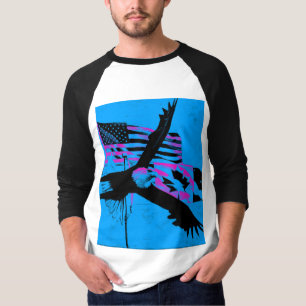 Camiseta Juntos - Bandeiras do Canadá e EUA e Águia