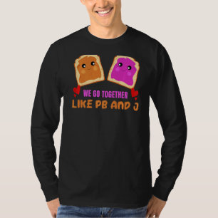 Camiseta Juntos Como Pb & J Peanut Butter Jelly Comida Gra