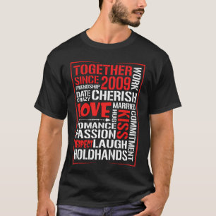 Camiseta Juntos Desde 2009. Casal de correspondência de es