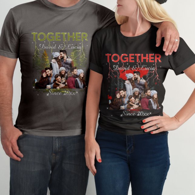 Camiseta Juntos Desde Estilo Retro de Bootleg Foto Personal (Criador carregado)