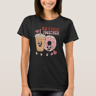Camiseta Juntos é melhor rosquinha retrô groovy café Valent