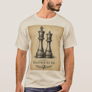 Camiseta Juntos Nós Vencemos Xadrez Vintage Casal