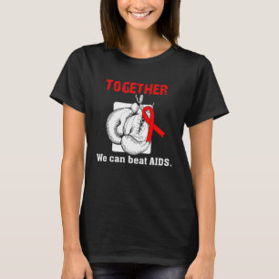 Camiseta Juntos, Podemos Bater Na Aids Boxando Luvas Fita V