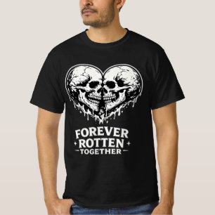 Camiseta Juntos Podres para Sempre Casal Gótico de Romance 