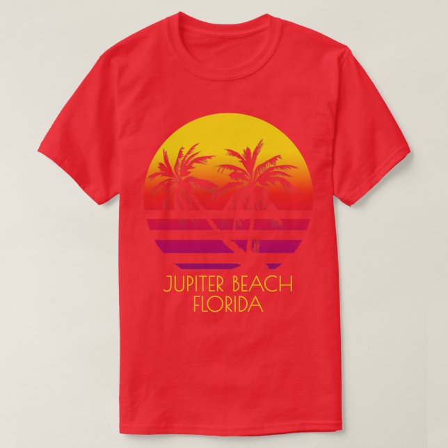 Camiseta Jupiter Beach Florida Palm Trees Tropicais Sunset  (Frente do Design)