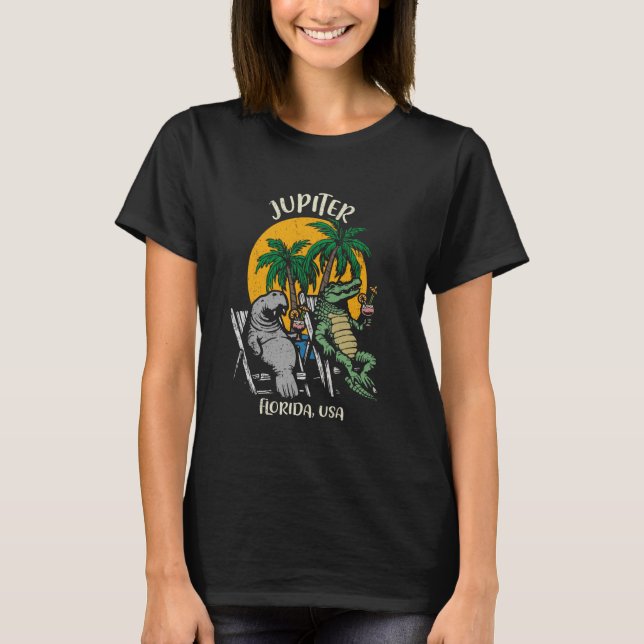 Camiseta Jupiter Florida USA Funny Manatee Alligator Design (Frente)