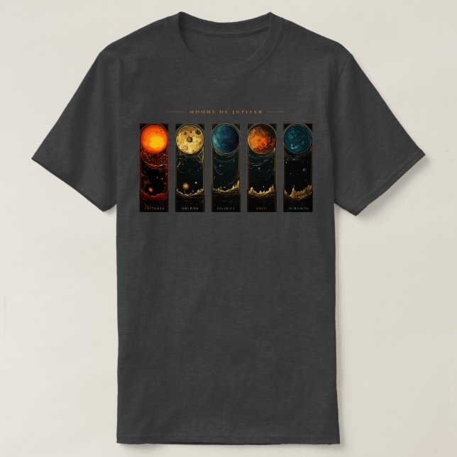 Camiseta Jupiter Moons Space Exploration Cosmos Planet Art (Frente do Design)