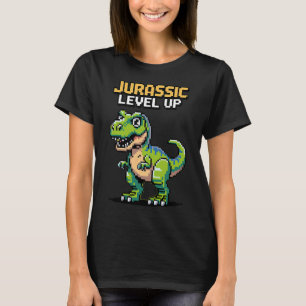 Camiseta Juric Level Up Pixel Dinossauro Retro Gamer 