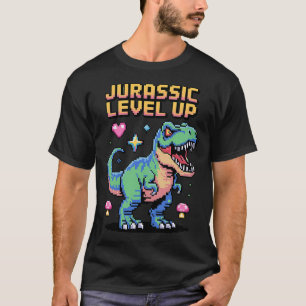 Camiseta Juric Level Up Pixel Dinossauro Retro Gamer 1 