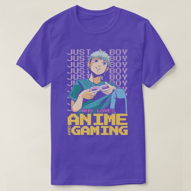 Camiseta Just A Boy Who Loves Anime And Gaming Gamer Premiu (Frente do Design)