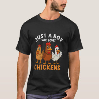 Camiseta Just a Boy who Loves Chickens Kids Boys Chicken
