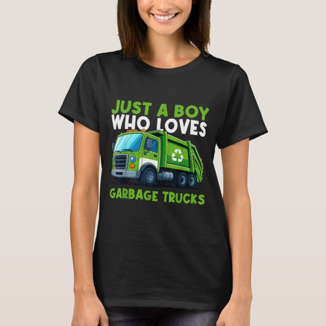 Camiseta Just A Boy Who Loves Garbage Truck Traruck Boys Ki (Frente)