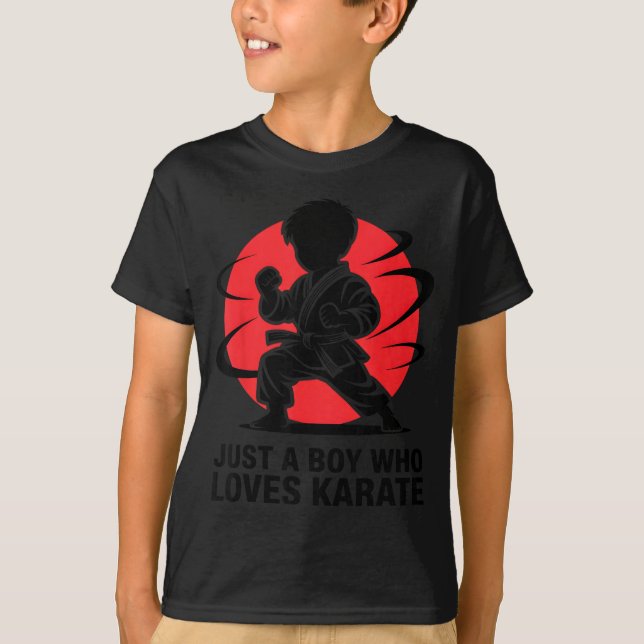 Camiseta Just A Boy Who Loves Karate Martial Arts Karate Lo (Frente)