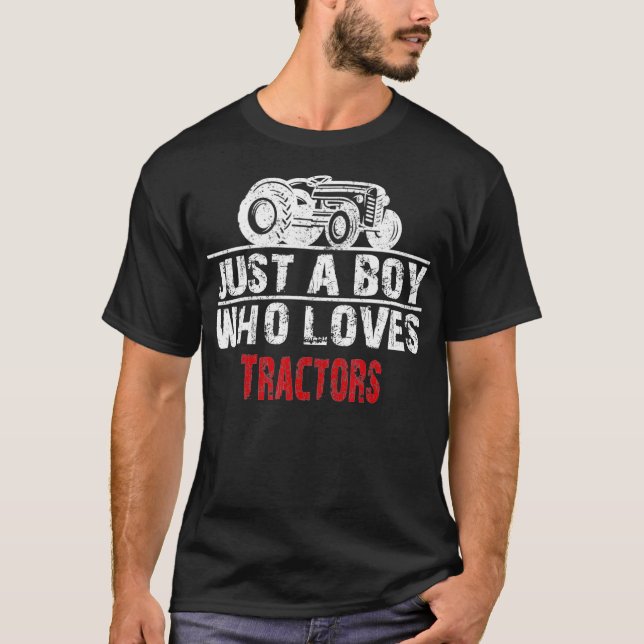 Camiseta Just A Boy Who Loves Tractors Farming Future Tract (Frente)