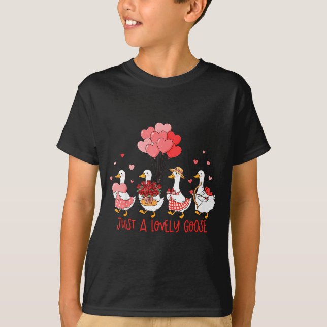 Camiseta Just A Cute Goose Funny Valentines Shirt For Women (Frente)