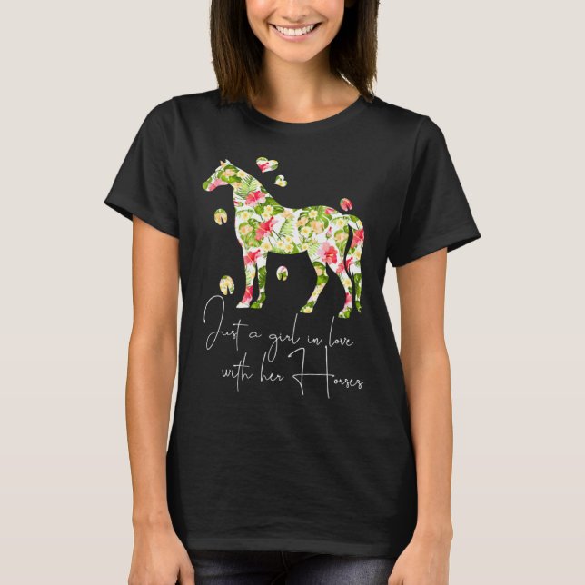 Camiseta Just A Girl In Love With Her Horses  Riding Girls (Frente)