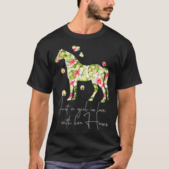 Camiseta Just A Girl In Love With Her Horses  Riding Girls (Frente)