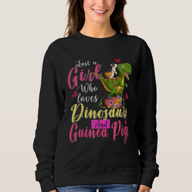 Camiseta Just A Girl Loves Dinosaurs And Guinea Pigs Riding (Frente)