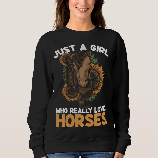 Camiseta Just A Girl Loves Horses Equestrian Sunflower Farm (Frente)