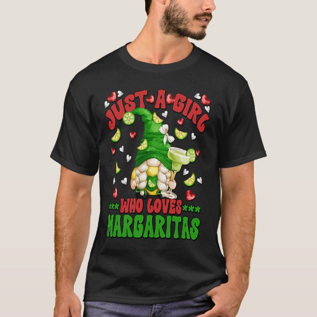 Camiseta Just A Girl Who Love Margaritas Gnome For Margarit (Frente)