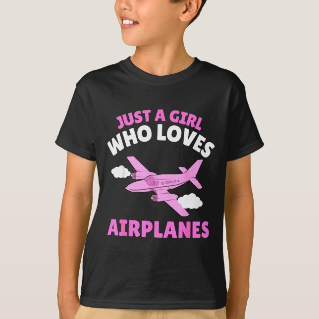 Camiseta Just A Girl Who Loves Airplanes Kids Toddler Baby  (Frente)