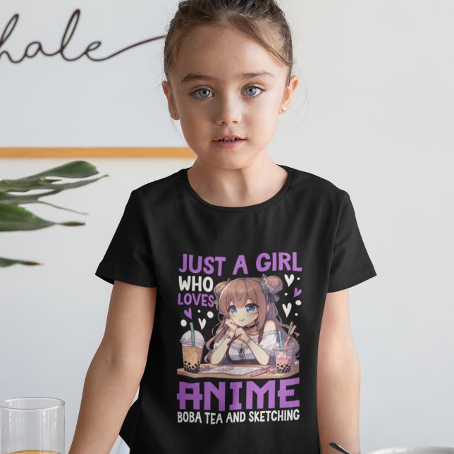 Camiseta Just a girl who loves Anime and Boba tea (Criador carregado)