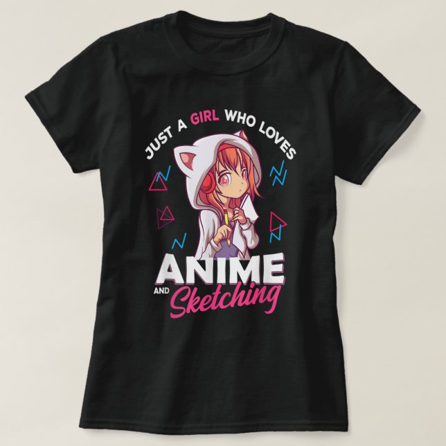 Camiseta Just a Girl Who Loves Anime and Drawing (Frente do Design)