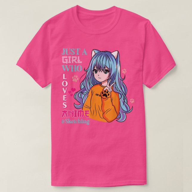 Camiseta Just A Girl Who Loves Anime and Sketching Otaku An (Frente do Design)
