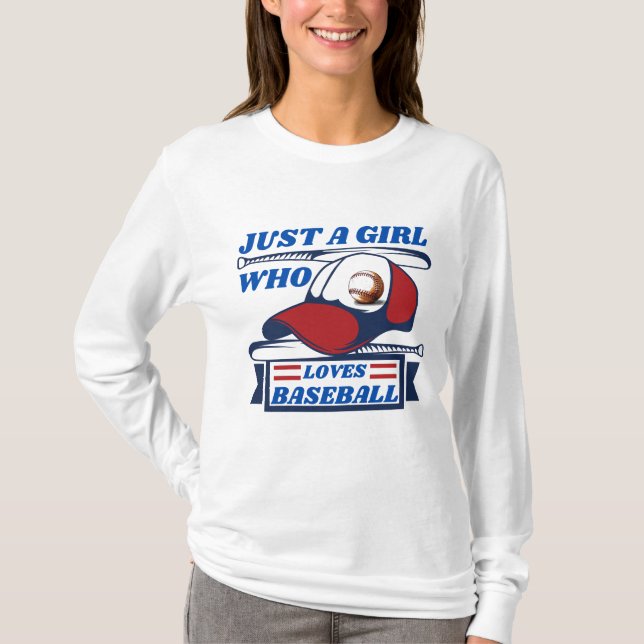 Camiseta just a girl who loves baseball  (Frente)