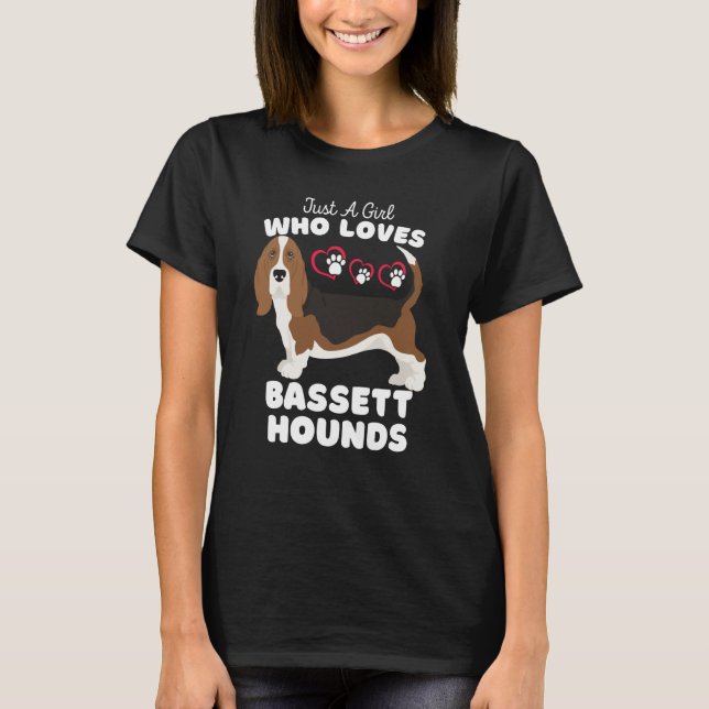 Camiseta Just A Girl Who Loves Bassett Hounds Cute Hound Ki (Frente)