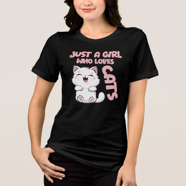 Camiseta Just A Girl Who Loves Cats  (Frente)