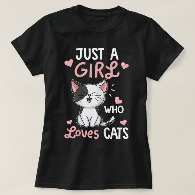 Camiseta Just a Girl Who Loves Cats Design (Frente do Design)
