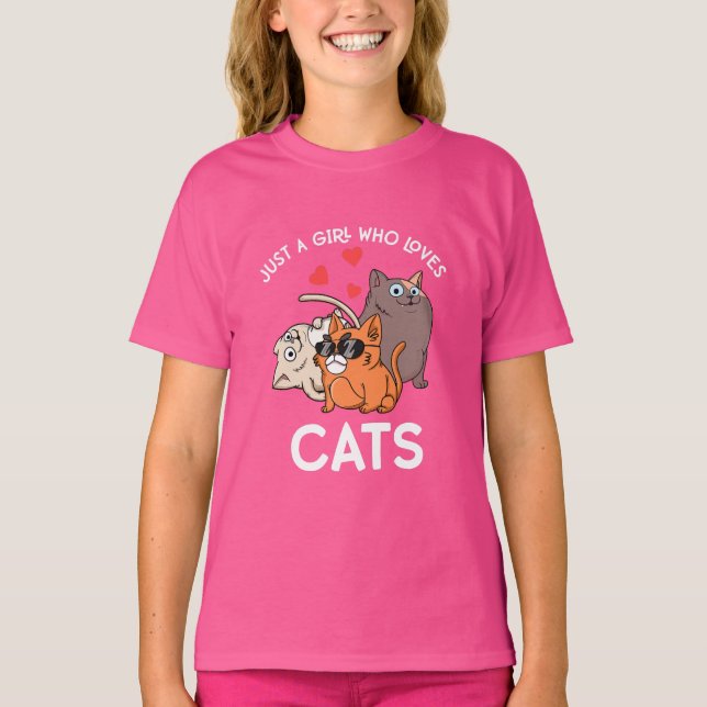 Camiseta Just A Girl Who Loves Cats Kids Women Cat (Frente)