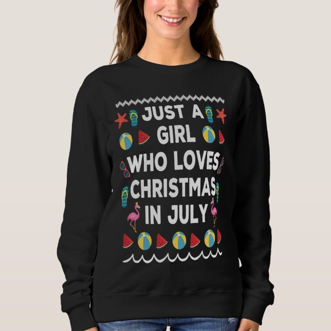 Camiseta Just A Girl Who Loves Christmas In July Ugly Summe (Frente)