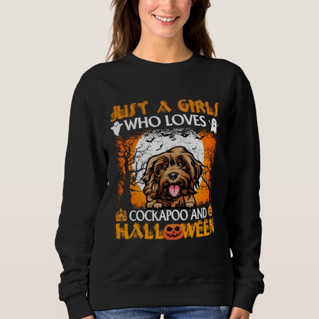 Camiseta Just A Girl Who Loves Cockapoo And Halloween (Frente)