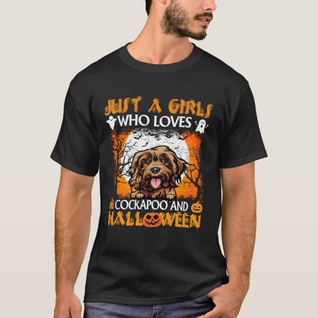 Camiseta Just A Girl Who Loves Cockapoo And Halloween (Frente)